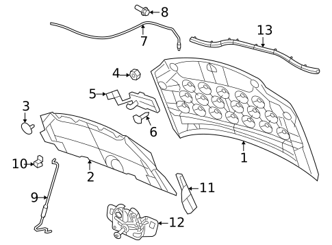Hood & Components for 2013 Dodge Grand Caravan #0
