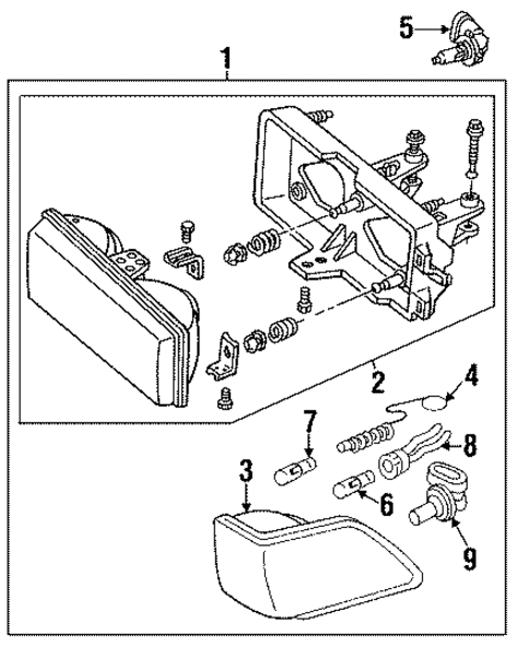 Headlamp Components for 1993 Buick Century #0