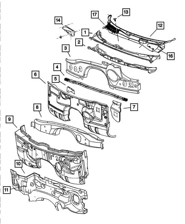 4780784AC - Body Sheet Metal Except Doors: Cowl Plenum Lower Panel for Mopar Image image