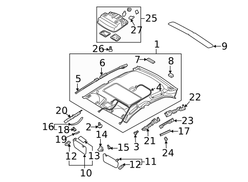 Interior Trim - Roof for 2005 Kia Spectra #1