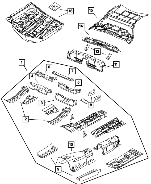 4780793AK - Body Sheet Metal Except Doors: Rear Floor Pan for Mopar Image image