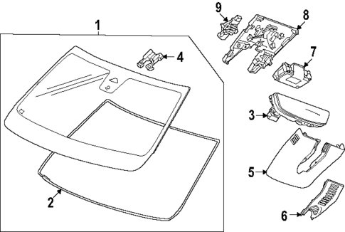 Glass - Windshield for 2025 Buick Enclave #0