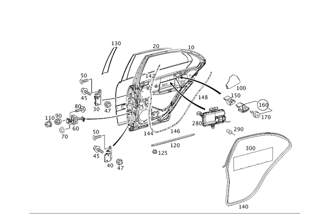 2037300109 - Rear Doors: Paneling, Rear Door for Mercedes-Benz: C230, C280, C32 AMG, C350, C55 AMG Image image
