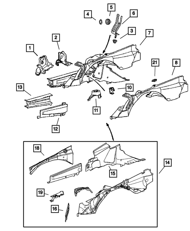 5142531AA - Body Sheet Metal Except Doors: Suspension Crossmember Bracket for Mopar Image