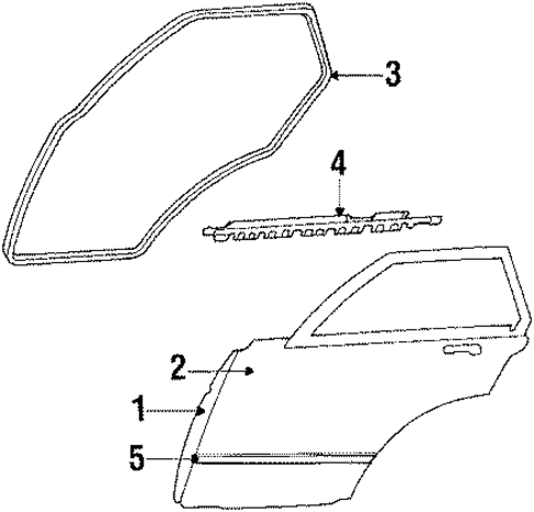 Exterior Trim - Rear Door for 1990 Nissan Sentra #1