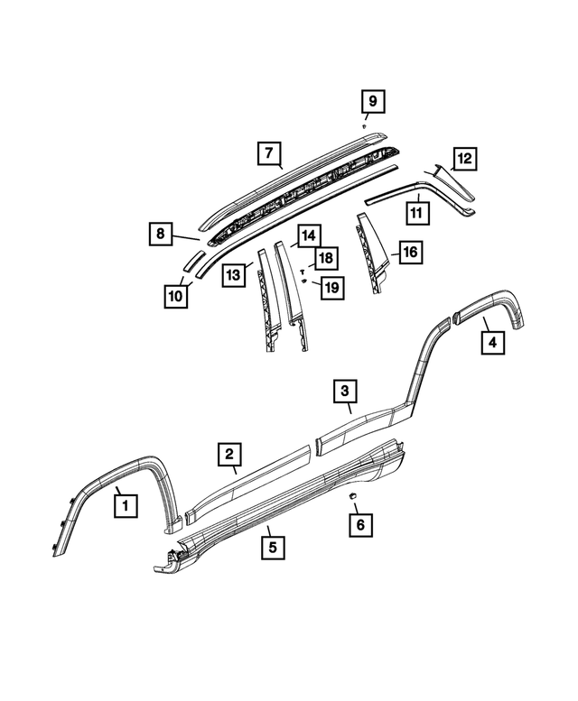 5UP34RXFAC - Exterior Ornamentation: Roof Joint Molding, Right for Mopar Image