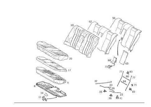Rear Seat Cushion, Rear Backrest for 1998 Mercedes-Benz E430 #2