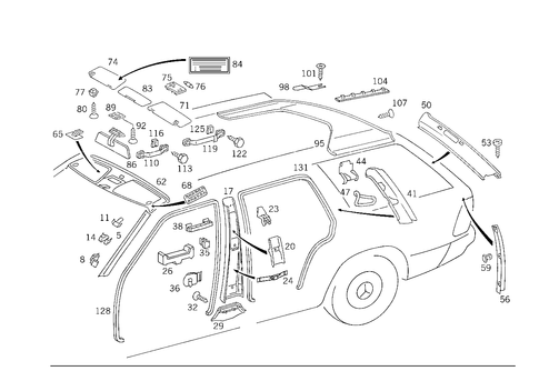 Roof Attachment Parts, Door Edge Guard Sections, Panelling for 1984 Mercedes-Benz 300TD #0