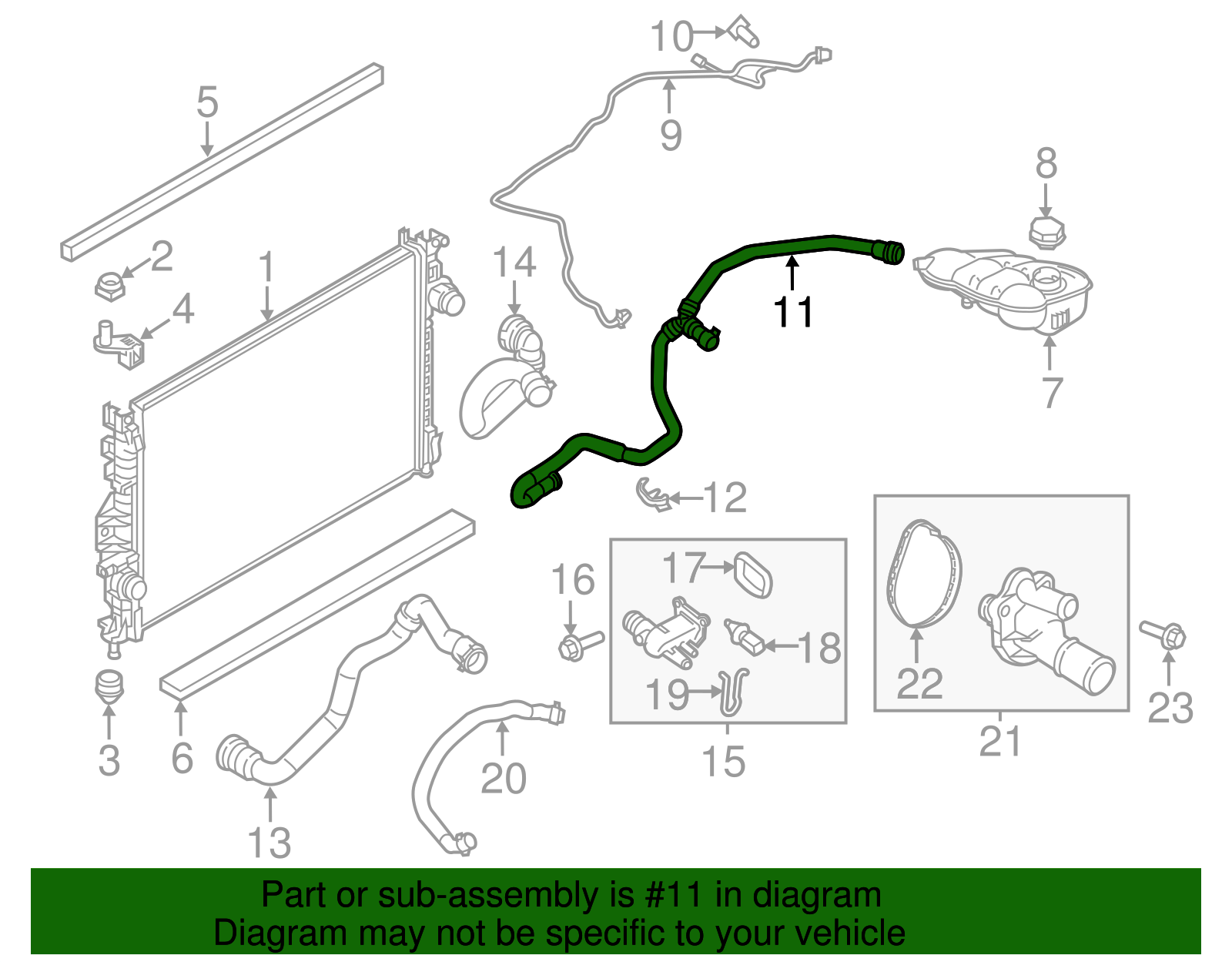 2013-2018 Ford Focus | Overflow Hose | CV6Z-8B081-U | Walls' Ford Parts