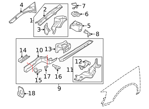 Structural Components & Rails for 2009 Volkswagen Passat #0