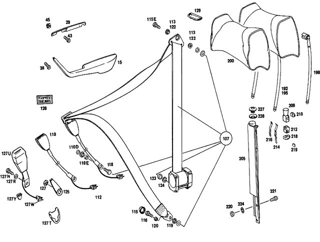 1238602085 - Seat Accessories: Seat Belt for Mercedes-Benz: 230, 280CE, 380SLC, 450SE, 450SEL Image