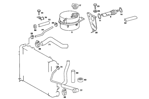 Expansion Tank, Mounting and Hoses for 1989 Mercedes-Benz 560SL #1