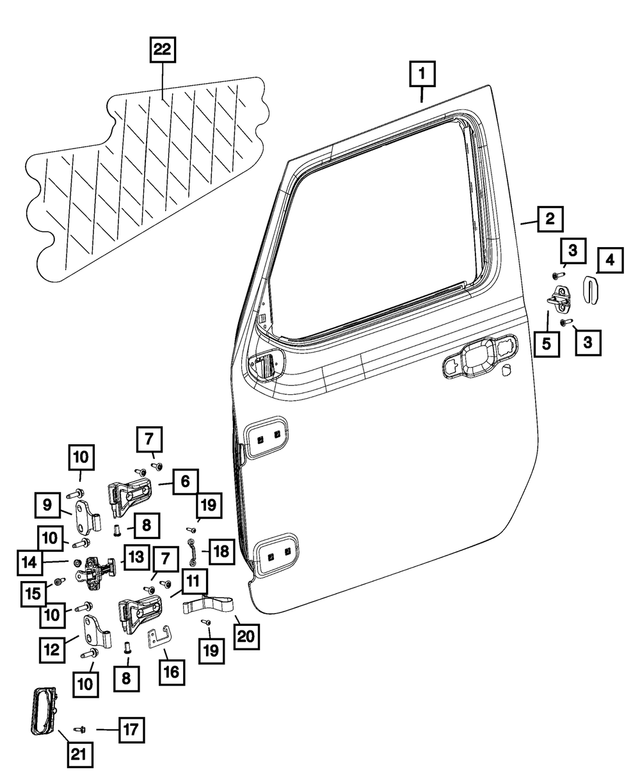 68281911AQ - Doors, Door Mirrors and Related Parts: Front Door, Left for Mopar Image image