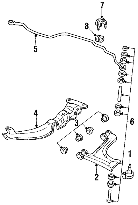 Stabilizer Bar & Components for 1988 Oldsmobile Cutlass Calais #0