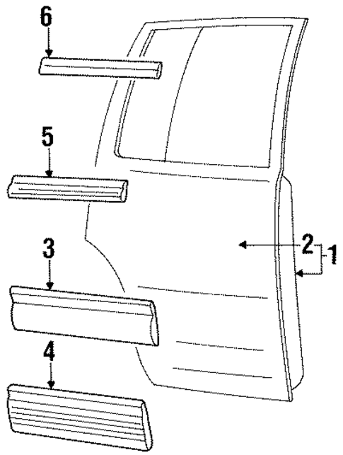 Exterior Trim - Rear Door for 1991 Dodge Spirit #0