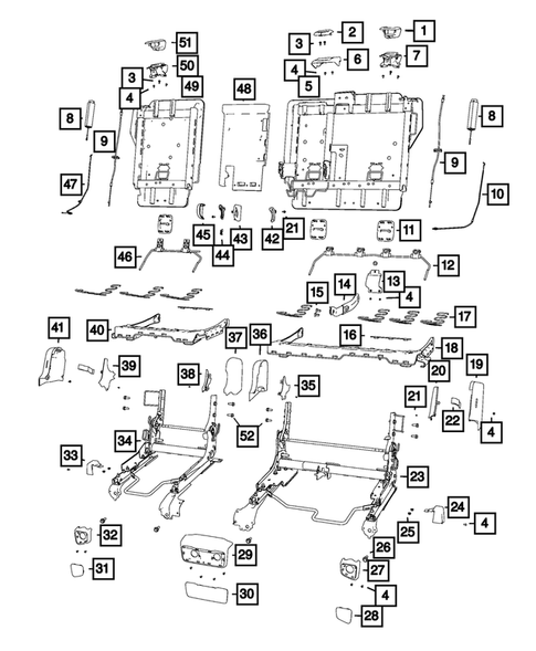 Rear Seats - Second Row Adjusters, Recliners, Shields and Risers for 2021 Jeep Cherokee #0