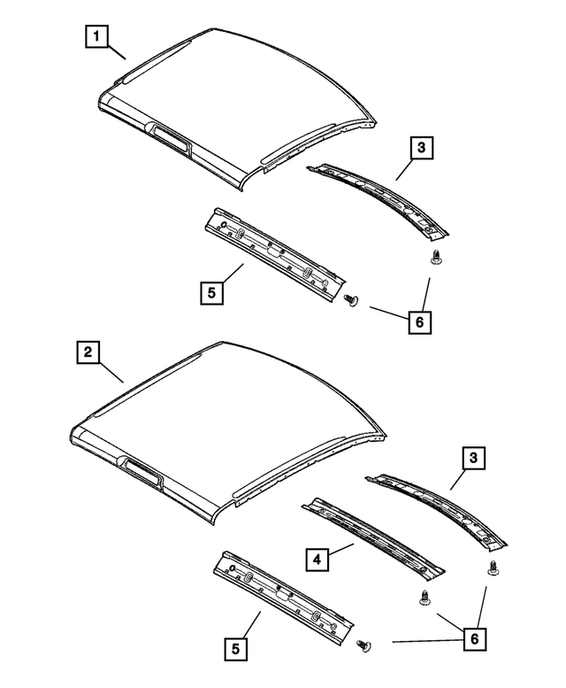 55275801AA - Body Sheet Metal Except Doors: Roof Front Header for Mopar Image