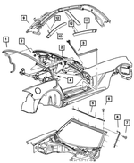 4865561AG - Body Sheet Metal Except Doors: Header And A Pillar Weatherstrip for Mopar Image