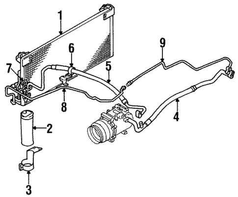 Condenser, Compressor & Lines for 1996 Mitsubishi Eclipse #1