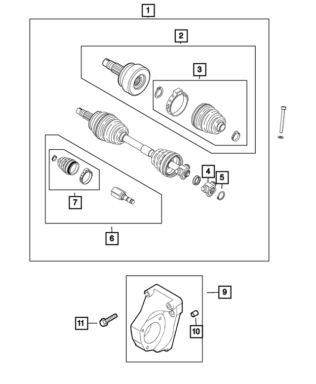 68410245AA - Front Wheel Drive; Differential and Drive Line: Axle Half Shaft, Left for Mopar Image