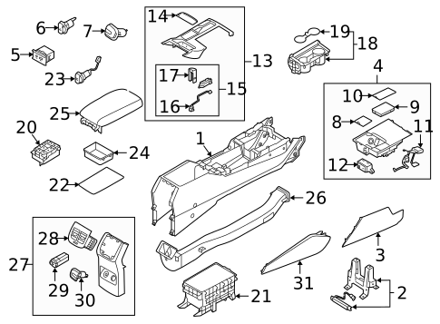 Floor Console for 2017 Kia Cadenza #0