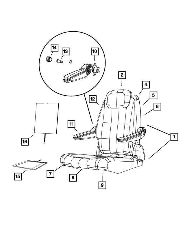 ZQ491S3AB - Interior Trim: Rear Quad Seat Complete, Left for Chrysler: Town &amp; Country | Dodge: Grand Caravan Image