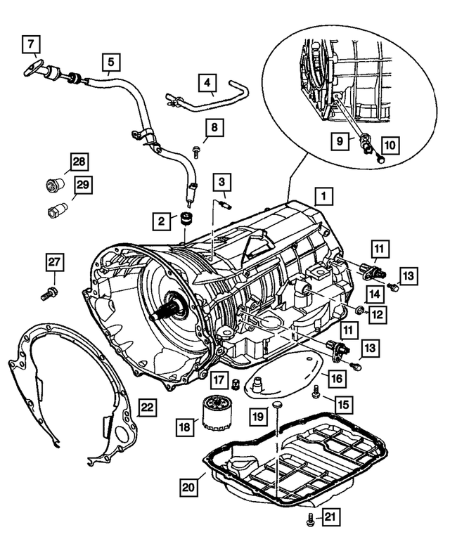 53013991AB - Automatic Transmission Multi-Speed: Transmission Oil Filler Tube for Mopar Image