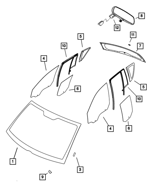 Glass and Interior Rear View Mirror for 2008 Jeep Compass #0