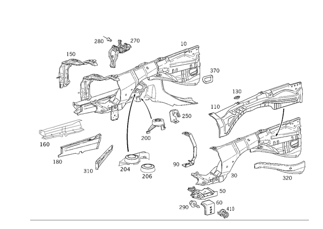 210628151605 - Cowl, Front Panel: Reinforcement for Mercedes-Benz Image image