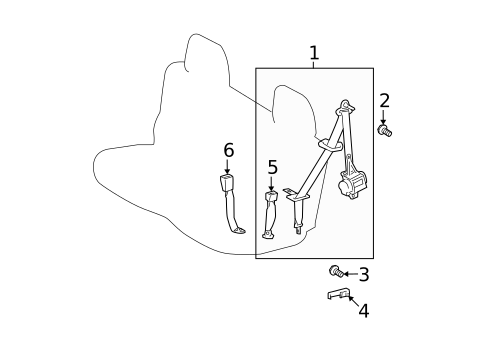 Third Row Seat Belts for 2010 Toyota Highlander #1