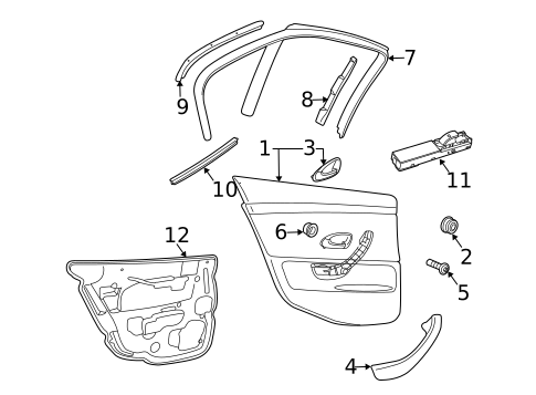 Interior Trim - Rear Door for 2008 Saab 9-3 #1