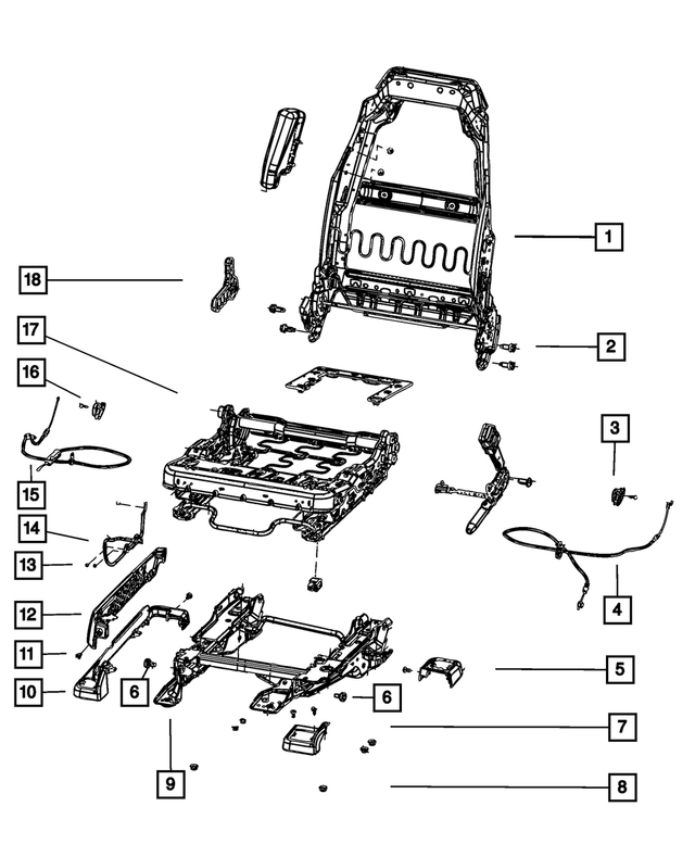 « 68088755AB – Interior Trim : Dossier De Siège Avant Cadre, Côté Gauche pour Mopar Image »