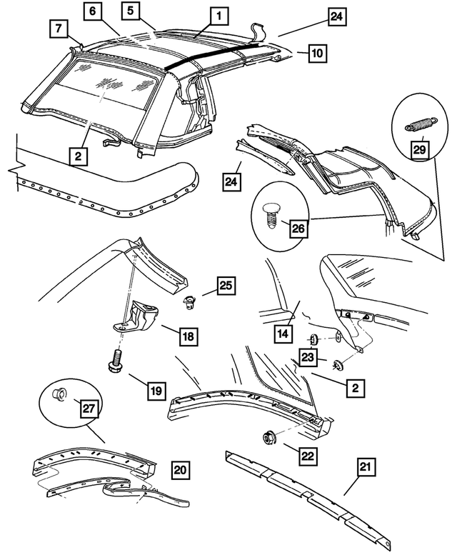 « WA141UHAC – Body Sheet Metal Except Doors : Toit Souple Couvercle pour Mopar Image »