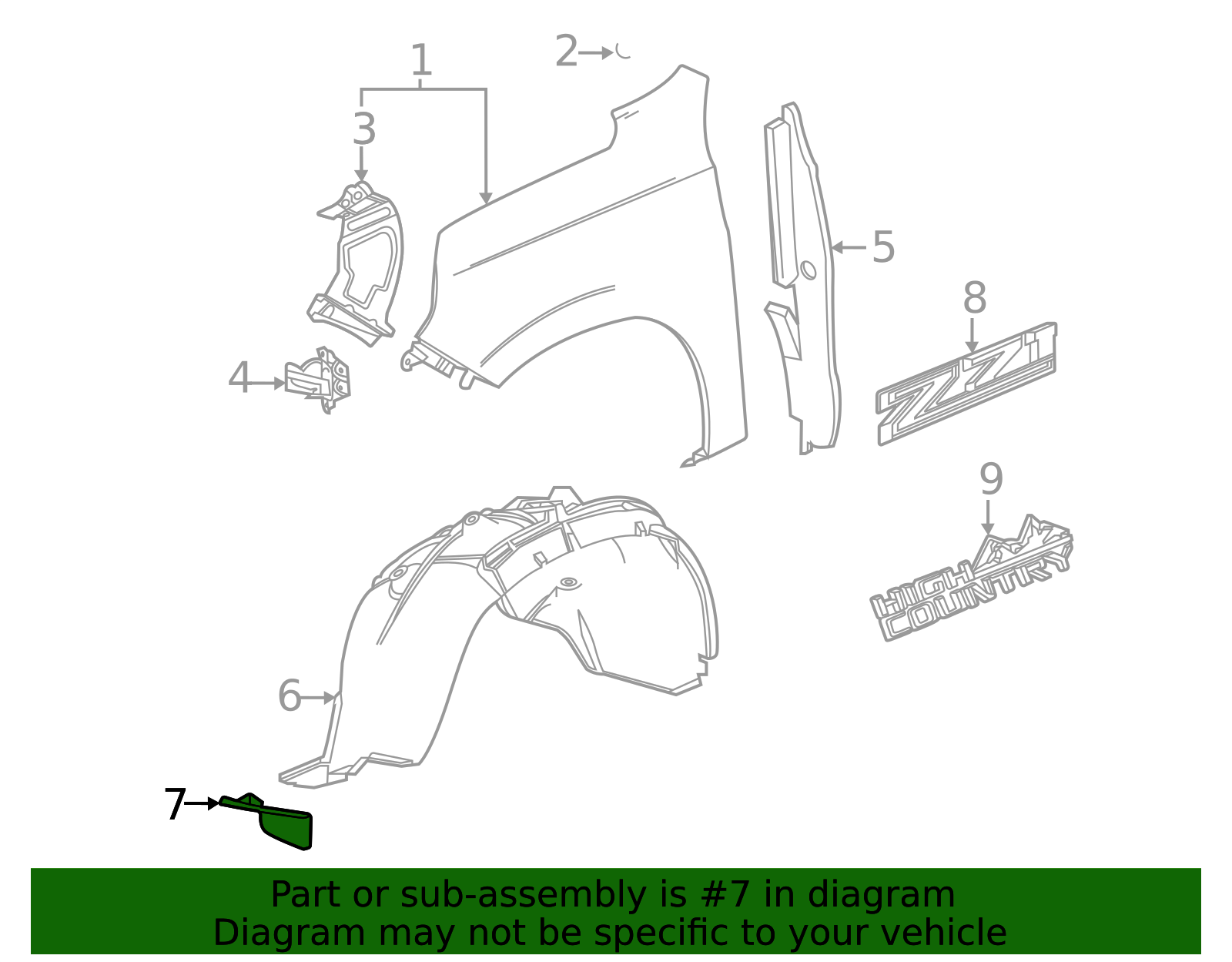 2021-2026 Chevrolet Front Passenger Side Tire Front Air Deflector ...