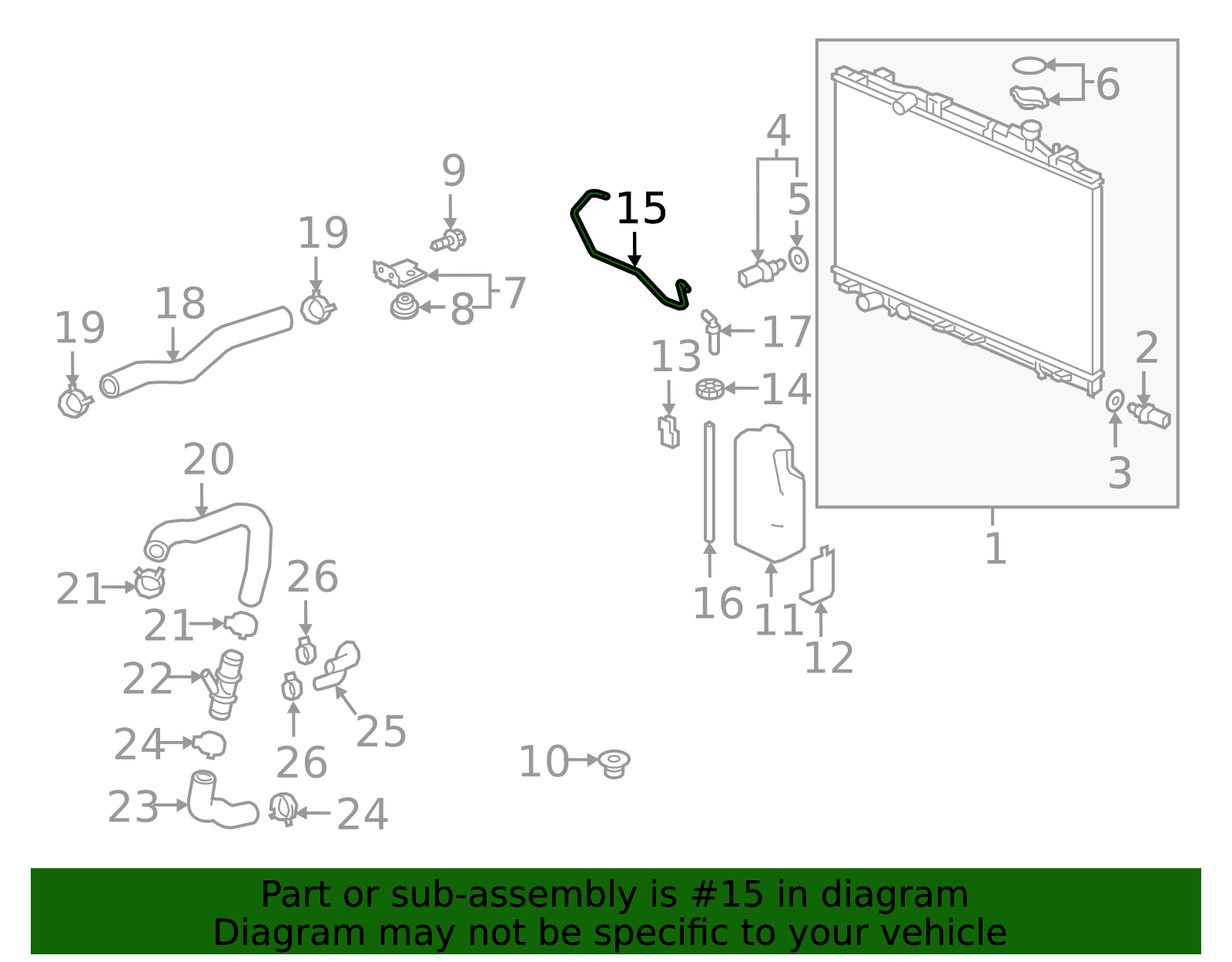 2018-2024 Honda Odyssey Engine Coolant Reservoir Hose 19104-5MR-A00 ...