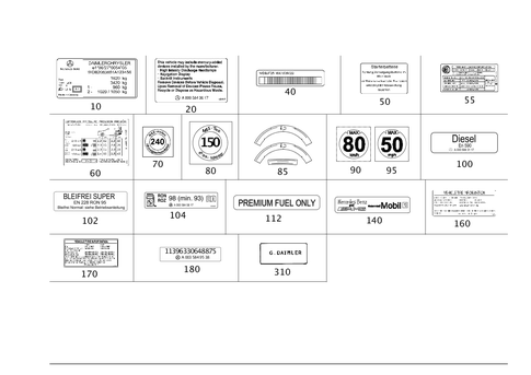 Type Plate, Guide Signs for 2009 Mercedes-Benz S 550 #0