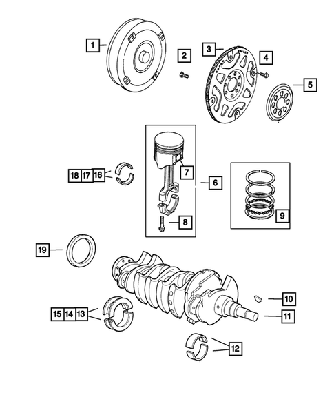 Crankshaft, Piston, and Drive Plate for 2002 Dodge Stratus #0