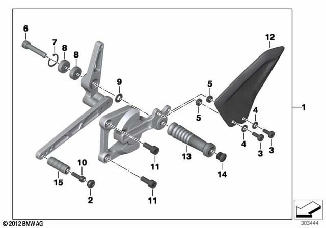 46718526291 - : Footrest Assembly, Left for BMW-Motorrad Image