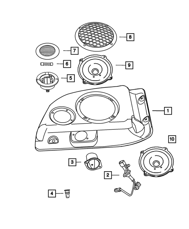 5HU99DX9AI - Instrument Panel and Radios and Consoles: Speaker Housing, Left for Mopar Image