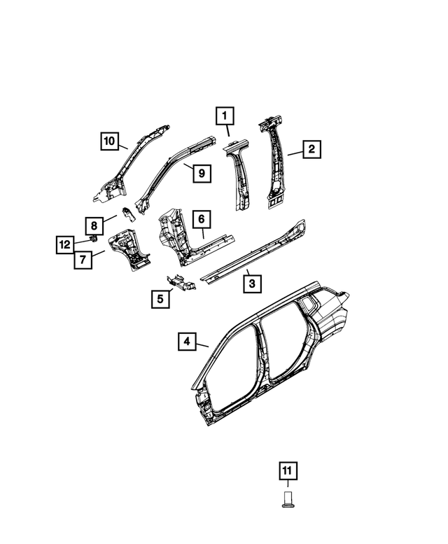 68462634AA - Body Sheet Metal Except Doors: Body Side Aperture Outer Panel, Right for Mopar Image image