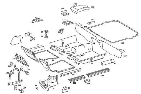Front Panel Pillar Panelling, Lining on Floor for 1984 Mercedes-Benz 380SE #0