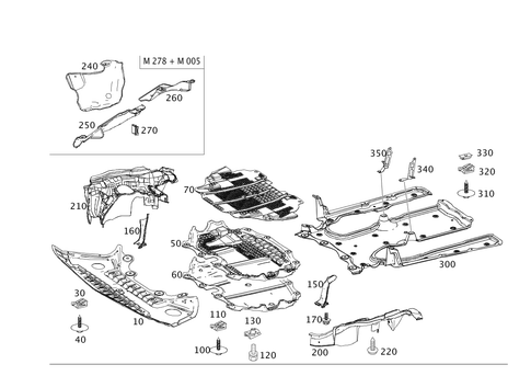 Engine Compartment Panelling, Gasoline Vehicles for 2001 Mercedes-Benz S500 #0