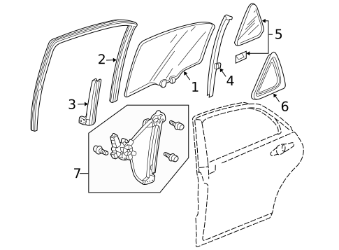 Glass - Rear Door for 2005 Honda Accord #0