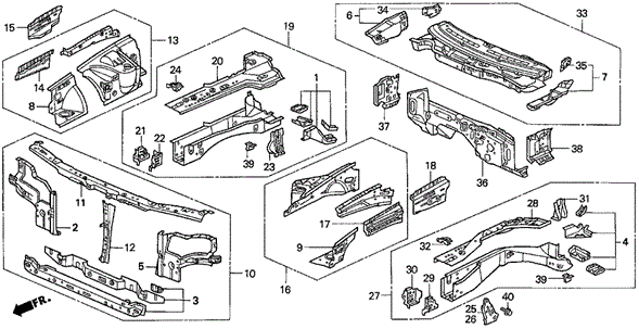 Front Bulkhead for 1996 Acura TL #0