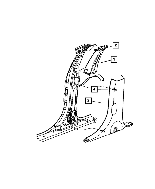 « TW28DW1AH – Interior Trim : Garnissage Supérieur De Montant B Panneau, Côté Droit pour Mopar Image »