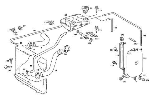 Expansion Tank, Mounting and Hoses for 1991 Mercedes-Benz 560SEC #0