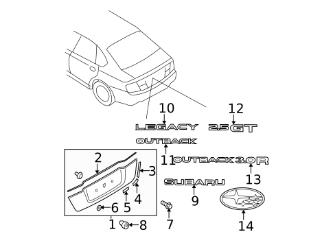 Exterior Trim - Trunk for 2007 Subaru Legacy #0