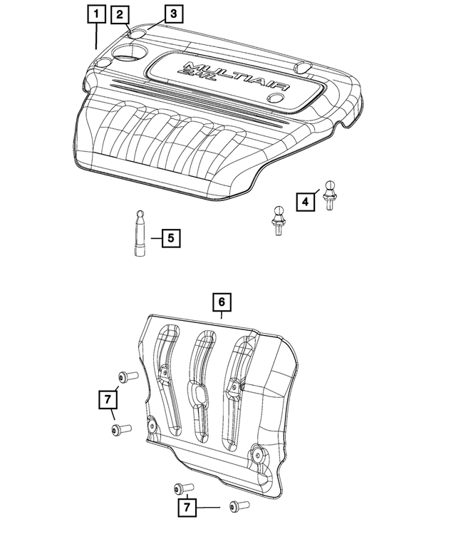 68272926AA - 2.4L I4 Gas; Engine: Engine Cover for Fiat: 500X | Jeep: Compass, Renegade | Ram: ProMaster City Image