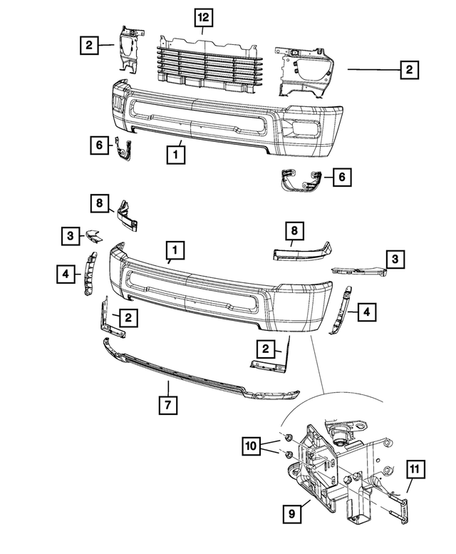 « 1MQ02RXFAB – Frame, Bumper and Fascia : Avant Pare-chocs pour Mopar Image »