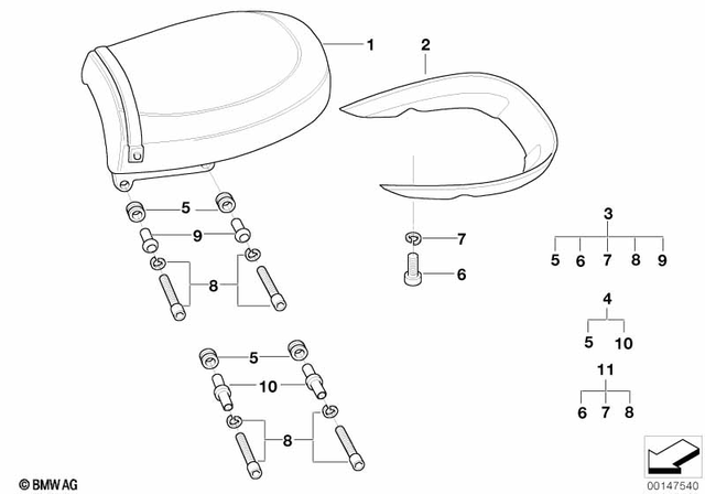 71607657157 - Seats and Seat Bench: Cover, Primed -  for BMW-Motorrad Image
